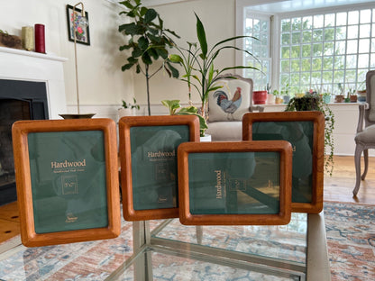 Vintage Mid Century Modern Simple Wood Picture frame, 5" x 7", Danish Modern Rounded Edge, Hanging Wall Gallery - Loom Vintage