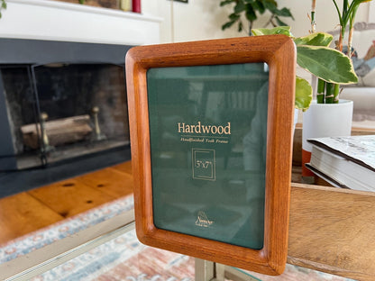 Vintage Mid Century Modern Simple Wood Picture frame, 5" x 7", Danish Modern Rounded Edge, Hanging Wall Gallery - Loom Vintage