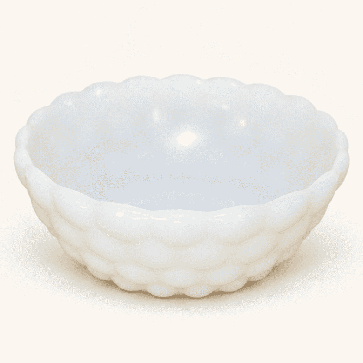 Vintage milk glass cream and sugar set in the Bubble pattern, photo 4 of 5