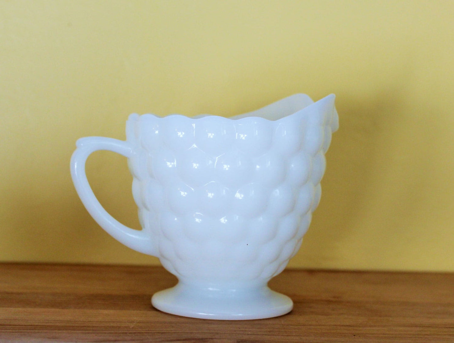 Vintage Milk Glass Cream & Sugar Set — Bubble Pattern - Loom Vintage