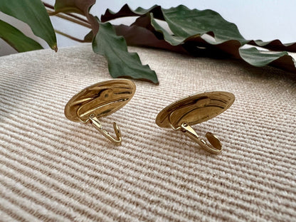 Vintage Mod White & Gold Geometric Earrings, Clip - on Costume Earrings, Fashion Jewelry - Loom Vintage