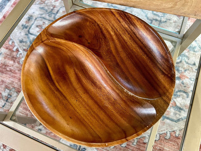 Vintage Monkey Pod Serving Tray, Divided Wooden Dish Bowl, Mid Century, Made by NANCO - Loom Vintage