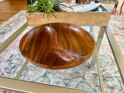 Vintage Monkey Pod Serving Tray, Divided Wooden Dish Bowl, Mid Century, Made by NANCO - Loom Vintage