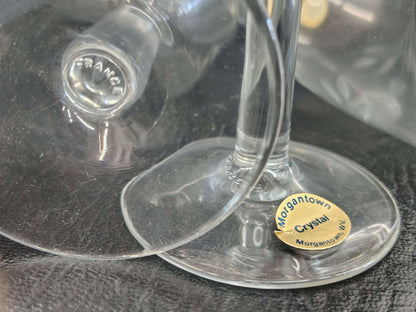 Vintage Morgantown Crystal Port Decanter Set with Etched Rose Glasses – 5 Pieces - Loom Vintage
