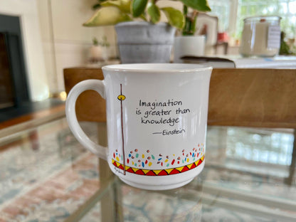 Vintage Mug, Imagination, Knowledge, Einstein, Phrase, Citation, Coffee Cup, Message Mug, Novelty Cup, Ceramic, Tea Cup - Loom Vintage