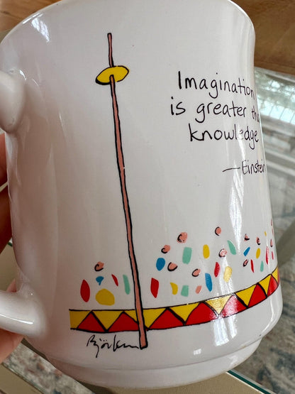 Vintage Mug, Imagination, Knowledge, Einstein, Phrase, Citation, Coffee Cup, Message Mug, Novelty Cup, Ceramic, Tea Cup - Loom Vintage