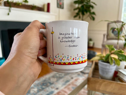 Vintage Mug, Imagination, Knowledge, Einstein, Phrase, Citation, Coffee Cup, Message Mug, Novelty Cup, Ceramic, Tea Cup - Loom Vintage