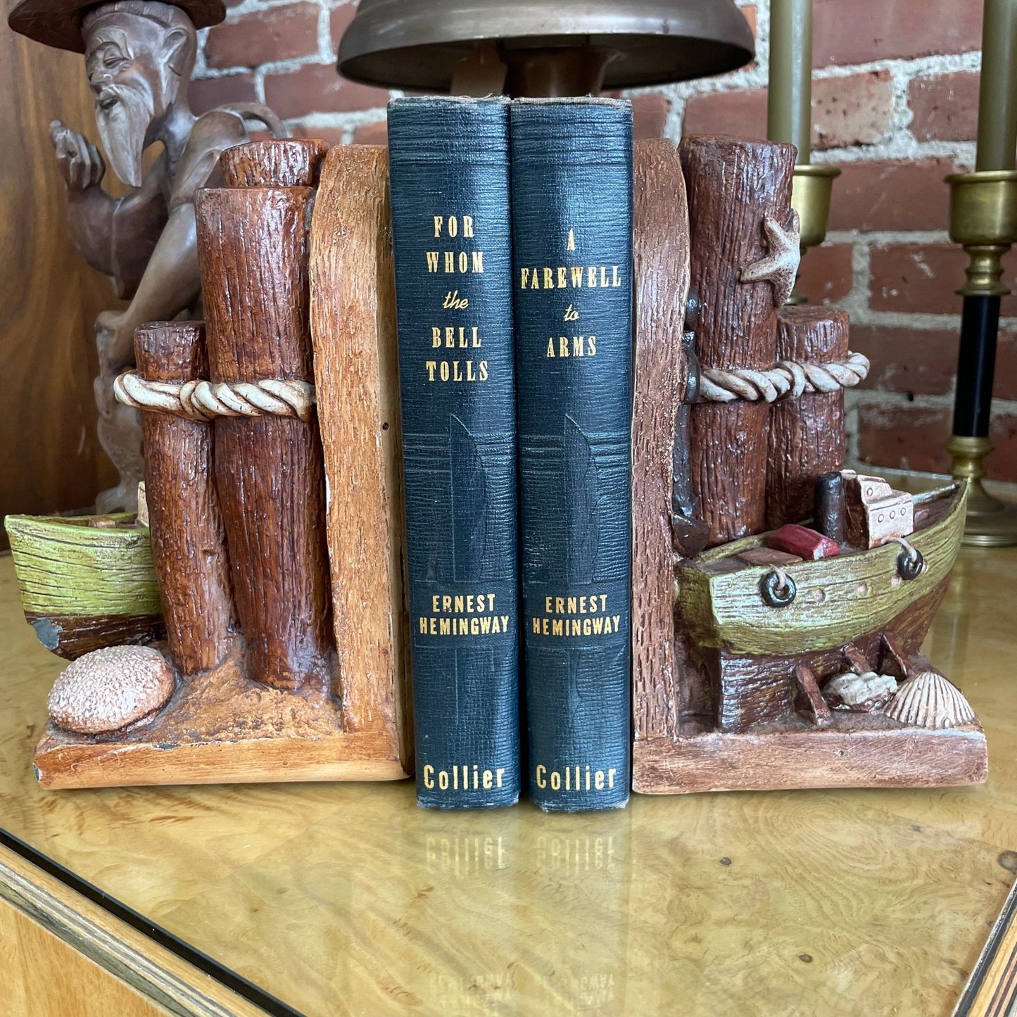 Vintage Nautical Coastal Bookends – Anchor & Boat Seaside Decor Set - Loom Vintage