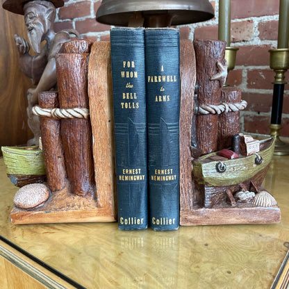 Vintage Nautical Coastal Bookends – Anchor & Boat Seaside Decor Set - Loom Vintage