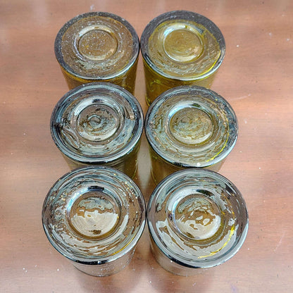 Vintage Olive Green Blown Glass Tumblers, Set of 6 – 1970s Bubble Glass - Loom Vintage