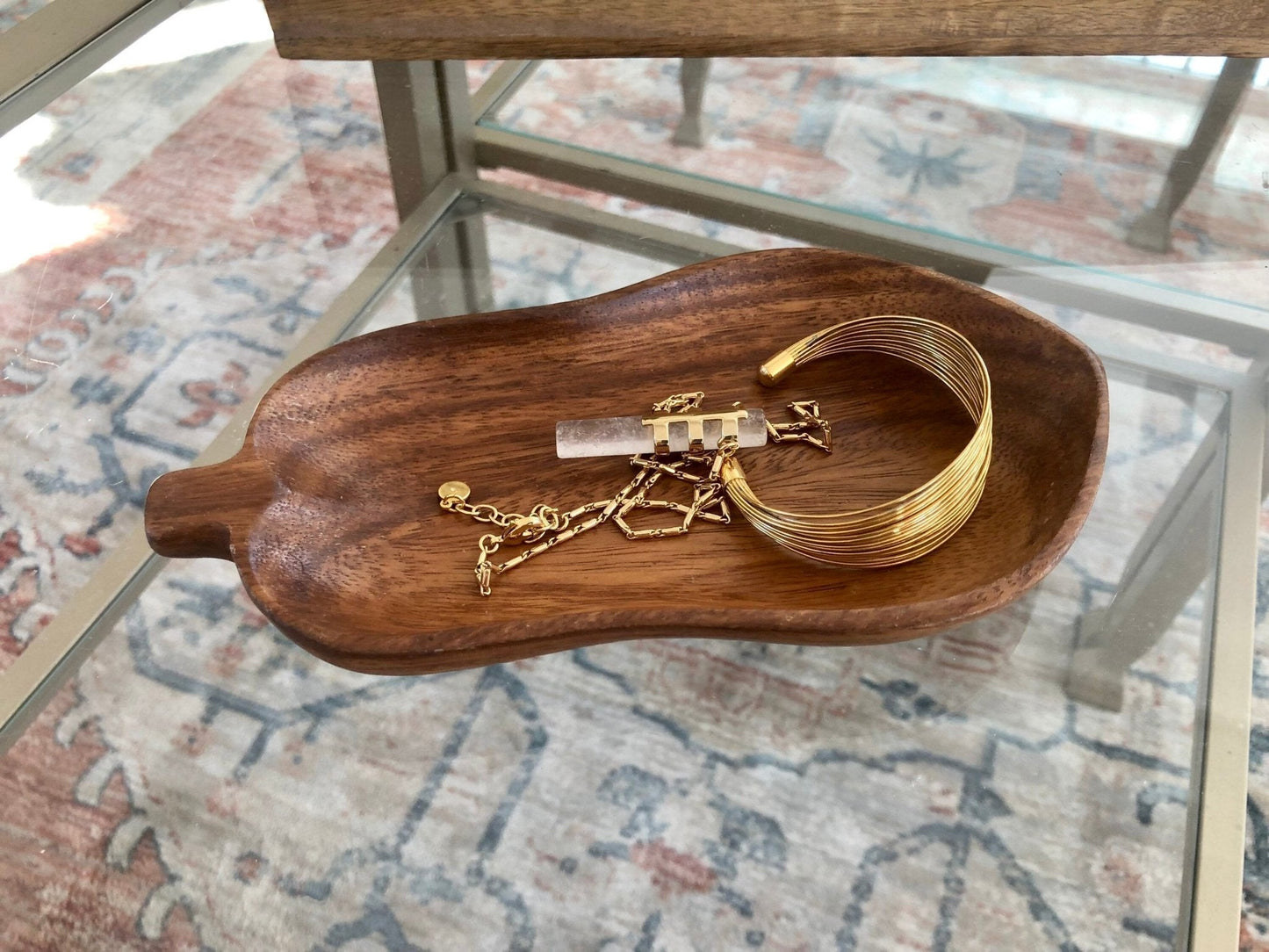 Vintage Pair of Pear Shape Monkey Pods, Wood Trays, small wooden pear shape trays, small wood trays, fruit shape monkey pods - Loom Vintage