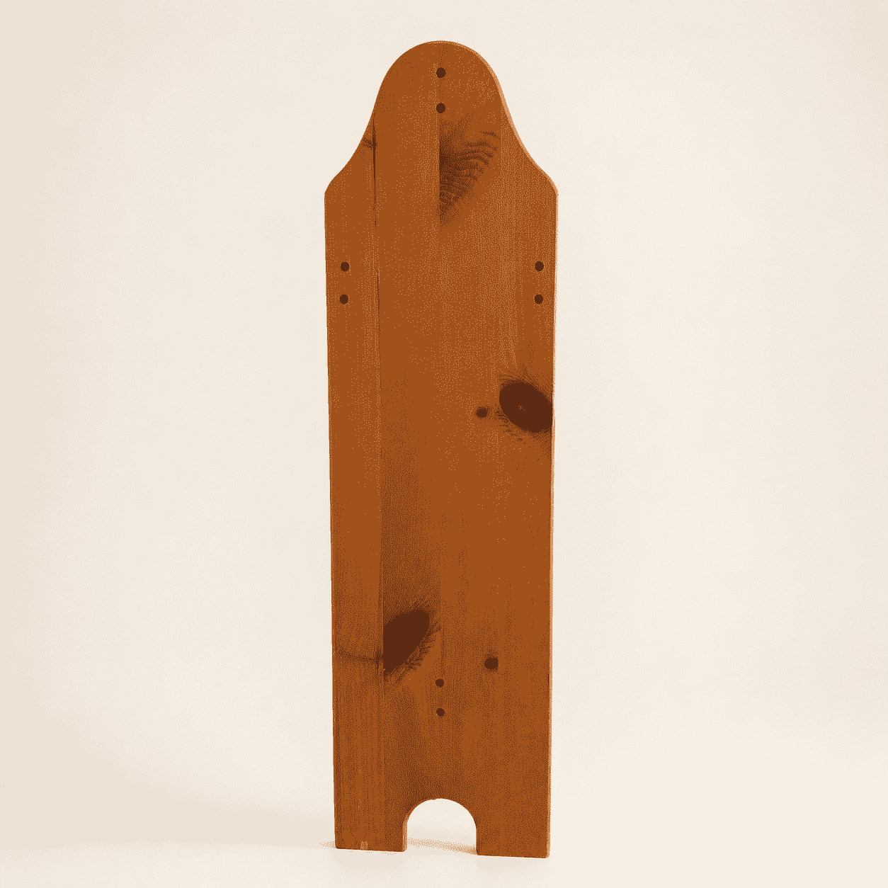 Side profile of the pine quilt rack showing the shaped panel