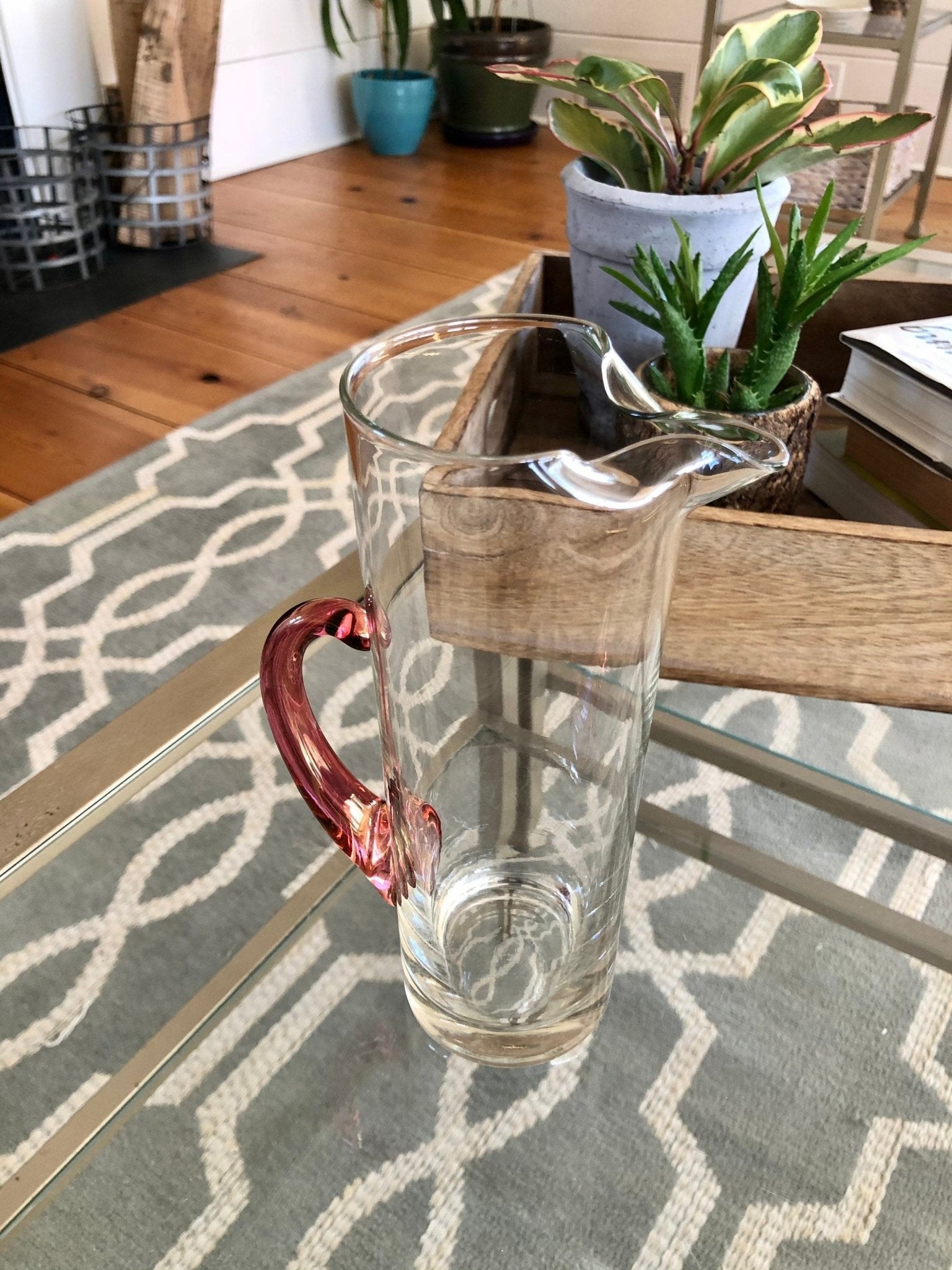 Vintage Pitcher with Pink Handle, Pitcher, Drinkware, Barware - Loom Vintage