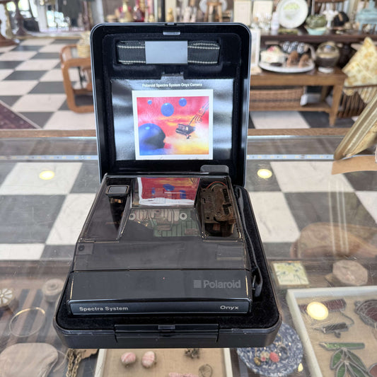 Vintage 1987 Polaroid Spectra Onyx transparent camera with hard case, photo 1 of 7