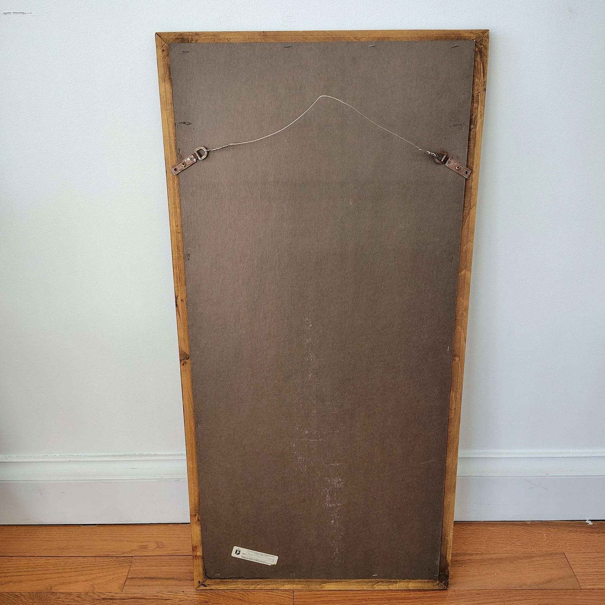 Vintage Pulaski Beveled Wall Mirror in Walnut Frame, Tall Narrow Accent - Loom Vintage