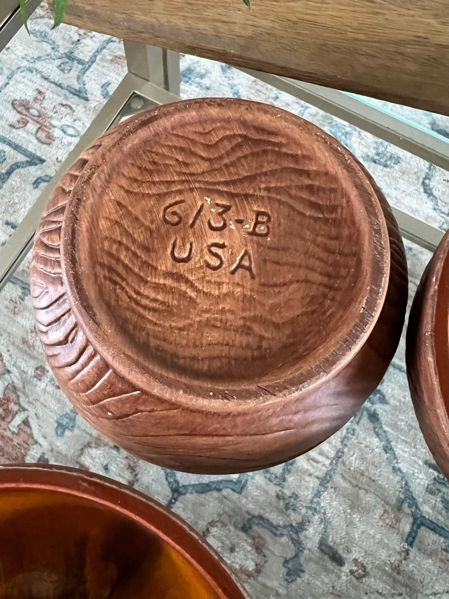 Vintage set of 4 Sequoia 613 - B USA Pottery Bowls, Ceramic Mid Century California Pottery, Orange/Brown Retro Serve Ware, Walnut Shell Bowls - Loom Vintage