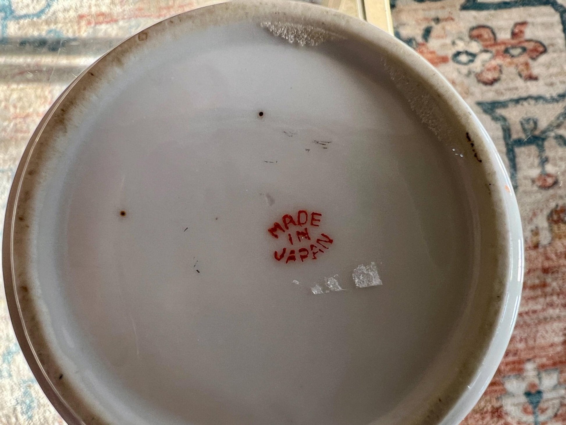Vintage Set of Hand Painted Floral Ash Trays, Small Round Ring Dish, Trinket Bowl, Ashtray, Japan - Loom Vintage