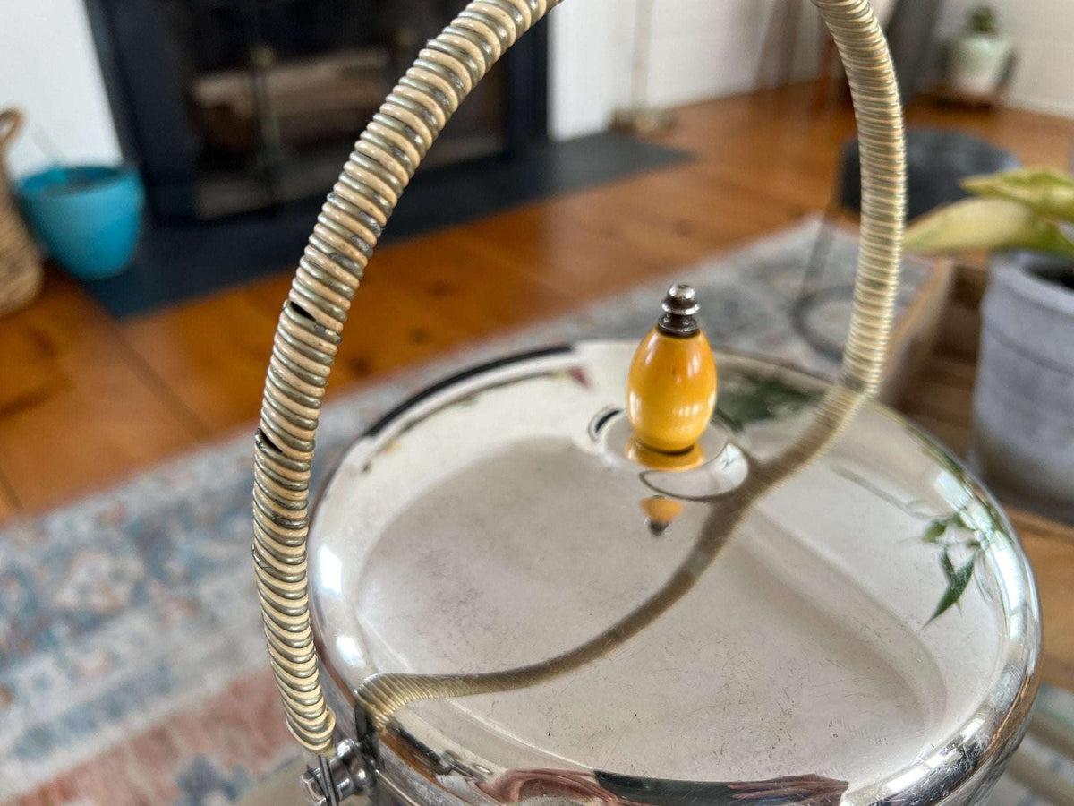 Sheffield silverplate ice bucket with domed lid and rope handle, photo 5 of 10