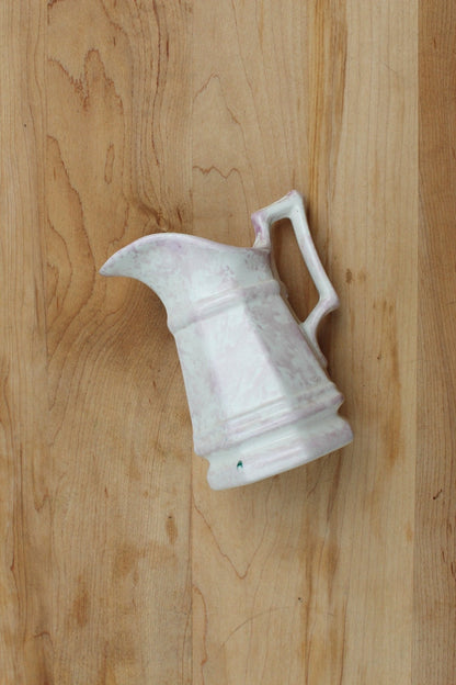Vintage Small Ceramic Pottery Ironstone Pitcher Vase with Pink Splatter Splash Paint - Loom Vintage