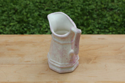Vintage Small Ceramic Pottery Ironstone Pitcher Vase with Pink Splatter Splash Paint - Loom Vintage