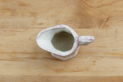 Vintage Small Ceramic Pottery Ironstone Pitcher Vase with Pink Splatter Splash Paint - Loom Vintage