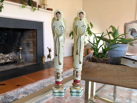 Vintage Snow Angel Candle Set, 2 Figural Holders with 10 Taper Candles, photo 1 of 1