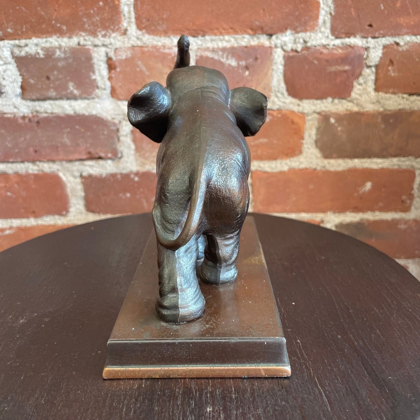 Vintage Solid Bronze Elephant Figurine Bookend – Heavy Metal Animal Sculpture Home Decor - Loom Vintage