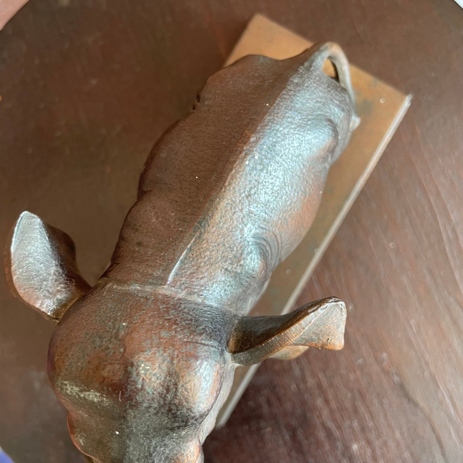 Vintage Solid Bronze Elephant Figurine Bookend – Heavy Metal Animal Sculpture Home Decor - Loom Vintage