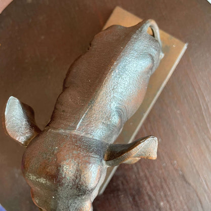 Vintage Solid Bronze Elephant Figurine Bookend – Heavy Metal Animal Sculpture Home Decor - Loom Vintage