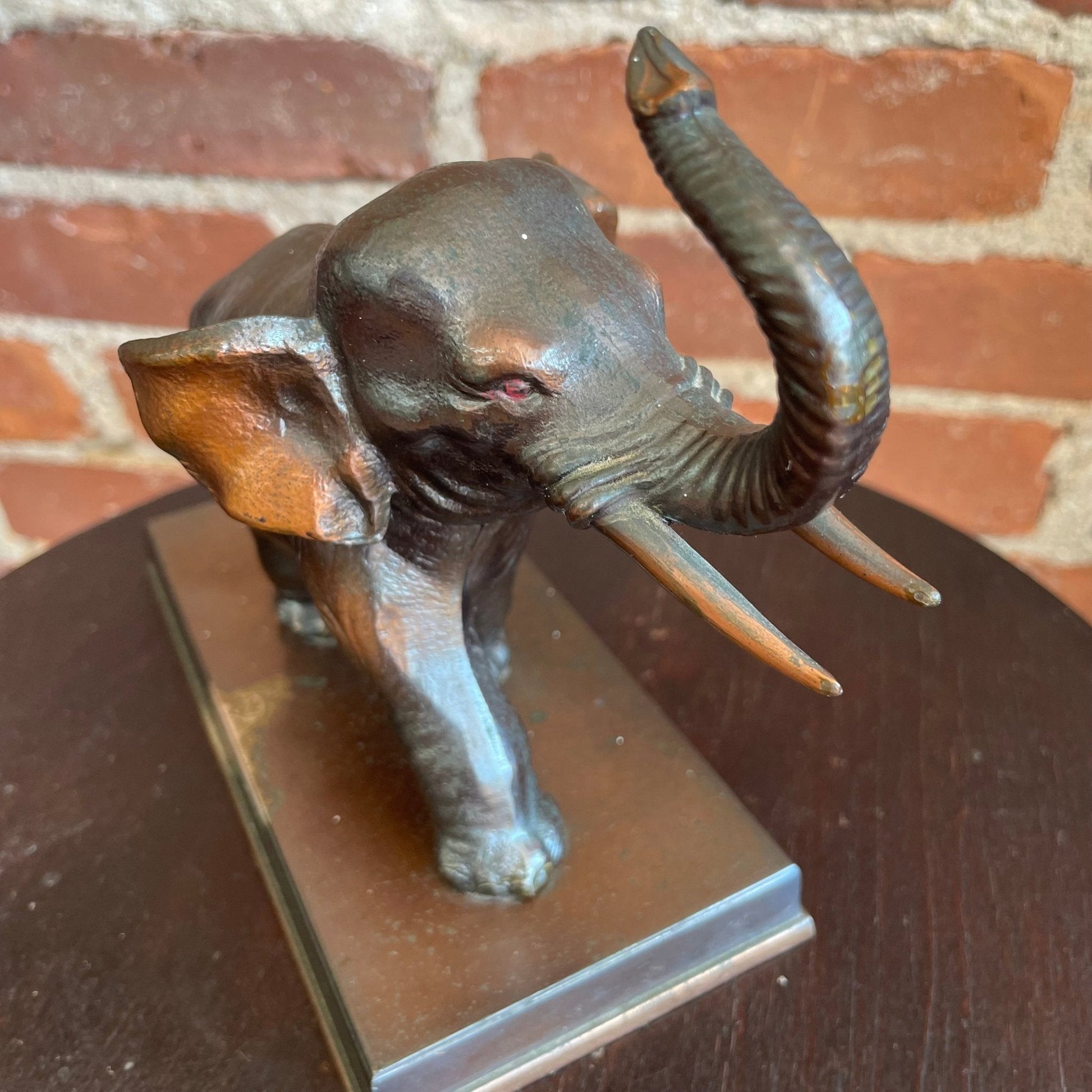 Vintage Solid Bronze Elephant Figurine Bookend – Heavy Metal Animal Sculpture Home Decor - Loom Vintage
