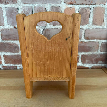 Vintage Solid Wood Heart Cutout Mini Chair Shelf Sitter - Loom Vintage