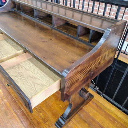 Vintage Solid Wood Writing Desk / Console Table – Dark Walnut - Loom Vintage