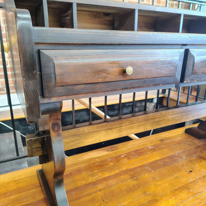 Vintage Solid Wood Writing Desk / Console Table – Dark Walnut - Loom Vintage