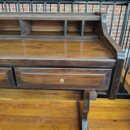 Vintage Solid Wood Writing Desk / Console Table – Dark Walnut - Loom Vintage