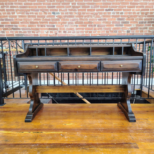 Vintage Solid Wood Writing Desk / Console Table – Dark Walnut - Loom Vintage