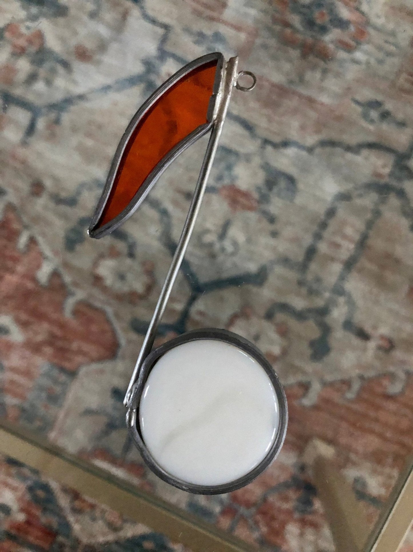 Vintage Stained Glass Musical Note Suncatcher, Instrumental Note, Music Glass Ornament, Music Note - Loom Vintage