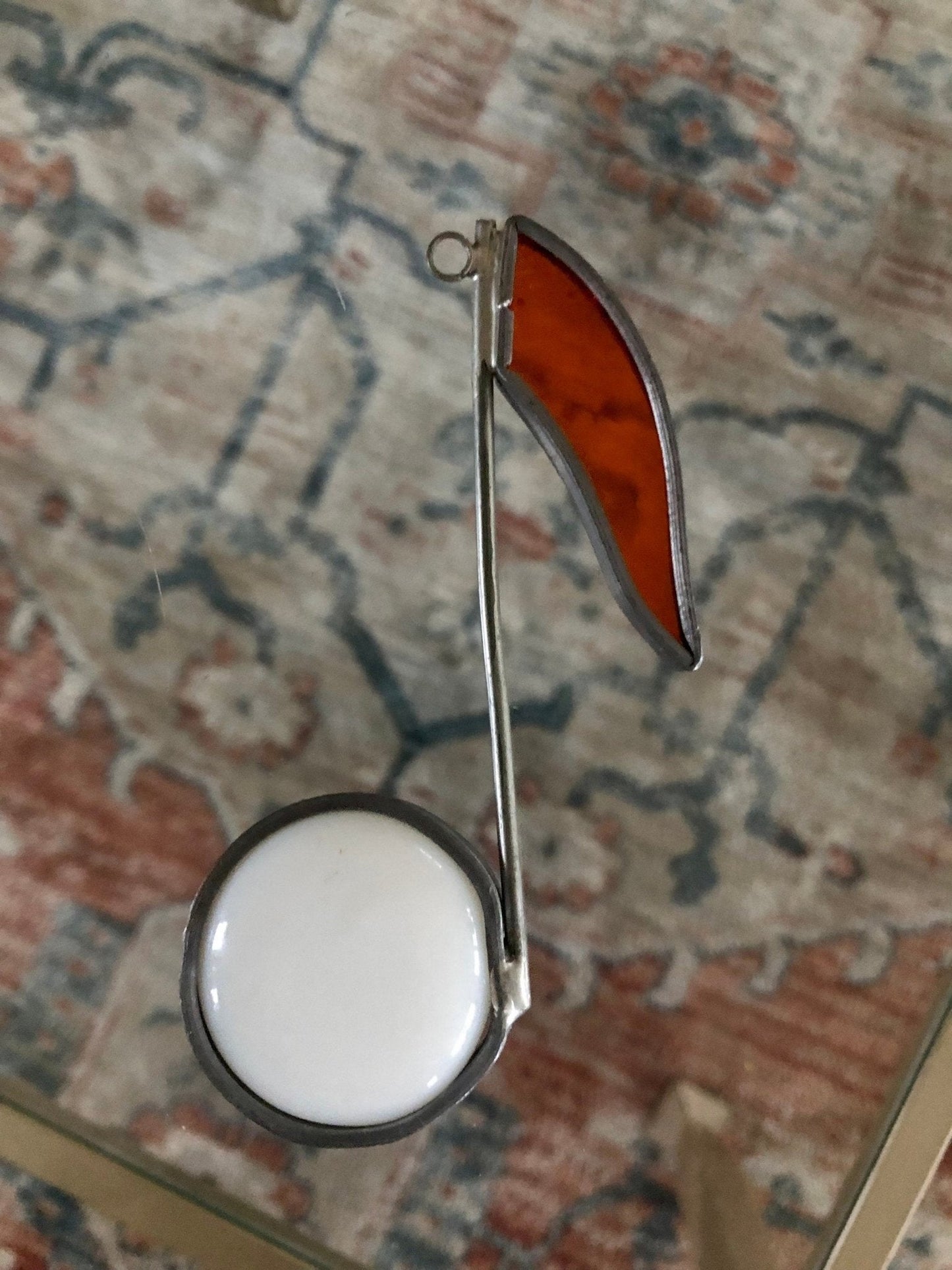 Vintage Stained Glass Musical Note Suncatcher, Instrumental Note, Music Glass Ornament, Music Note - Loom Vintage