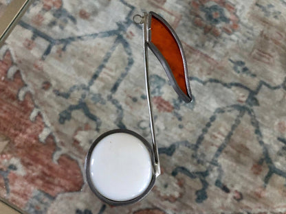 Vintage Stained Glass Musical Note Suncatcher, Instrumental Note, Music Glass Ornament, Music Note - Loom Vintage