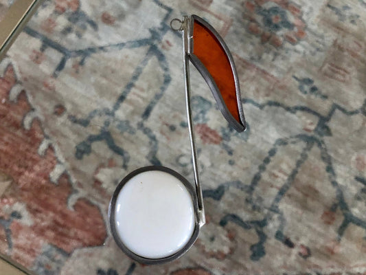 Vintage Stained Glass Musical Note Suncatcher, Instrumental Note, Music Glass Ornament, Music Note - Loom Vintage