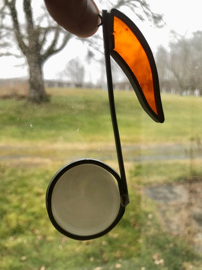 Vintage Stained Glass Musical Note Suncatcher, Instrumental Note, Music Glass Ornament, Music Note - Loom Vintage