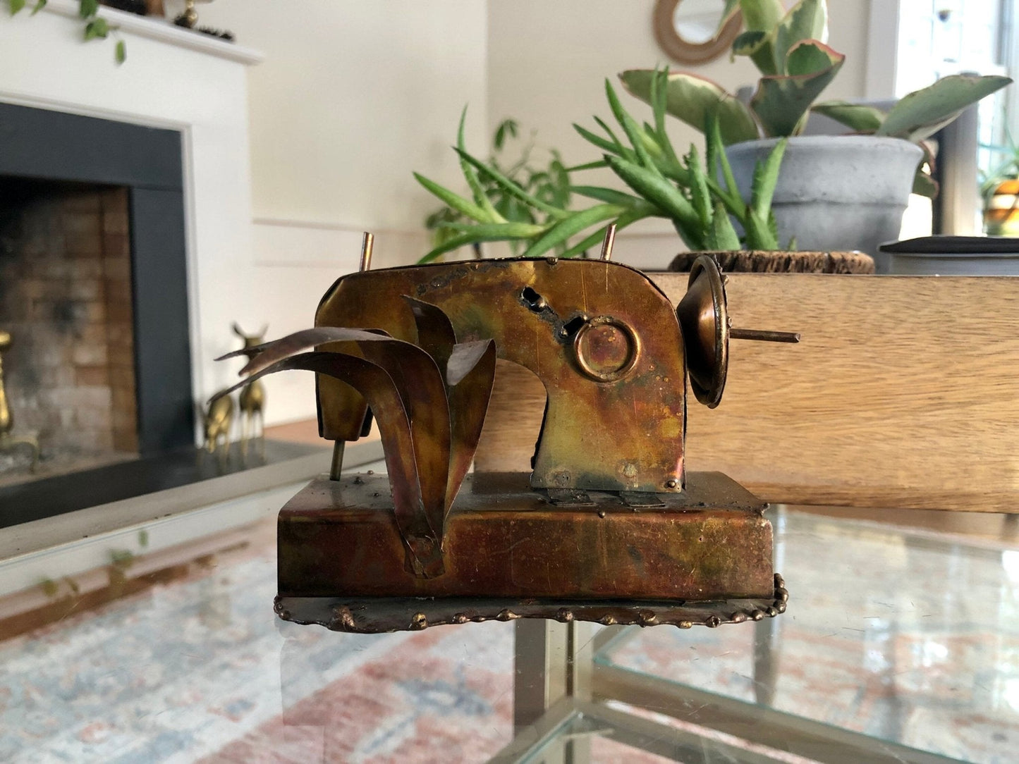 Vintage Steam Punk Art, Copper/Tin Sewing Machine - Loom Vintage