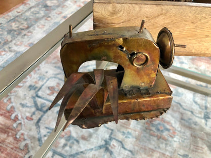 Vintage Steam Punk Art, Copper/Tin Sewing Machine - Loom Vintage