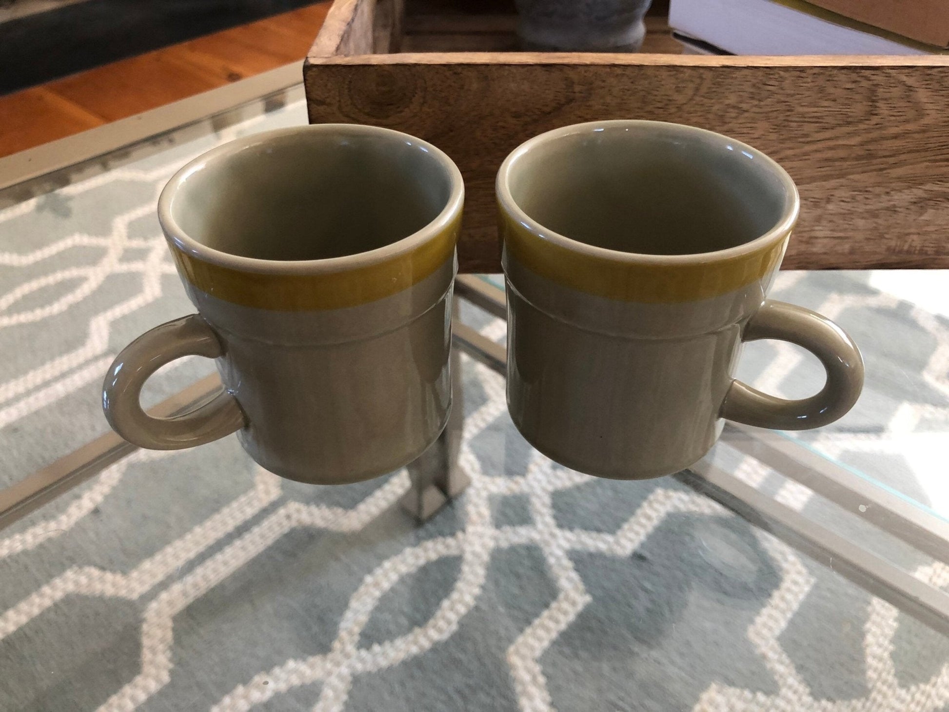 Vintage Stoneware Coffee Cup, Tea Mugs - Set of 2, Japan, Retro, Mid Century Modern - Loom Vintage