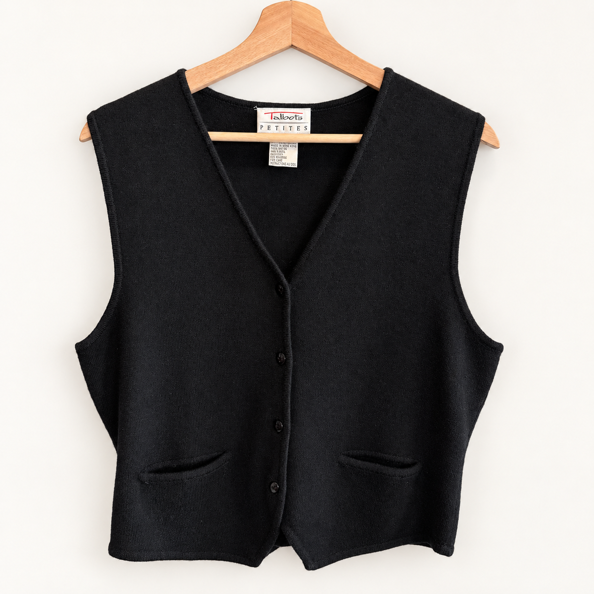 Vintage Talbots black merino wool sweater vest, photo 1 of 5