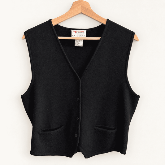 Vintage Talbots black merino wool sweater vest, photo 1 of 5