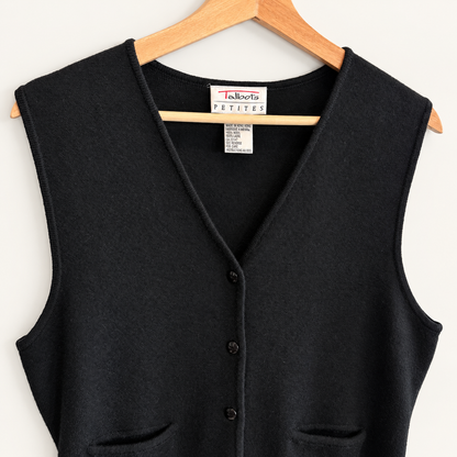 Vintage Talbots black merino wool sweater vest, photo 2 of 5