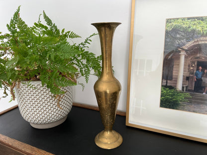 Vintage Tall Brass Vase, Gold, Elegant & Traditional Vase, Bohemian - Loom Vintage