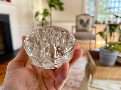 Vintage Thick French Glass Flower Frog, Flower Vase, Holder, Floral Arrangement, Sturdy Glass Bouquet Holder - Loom Vintage
