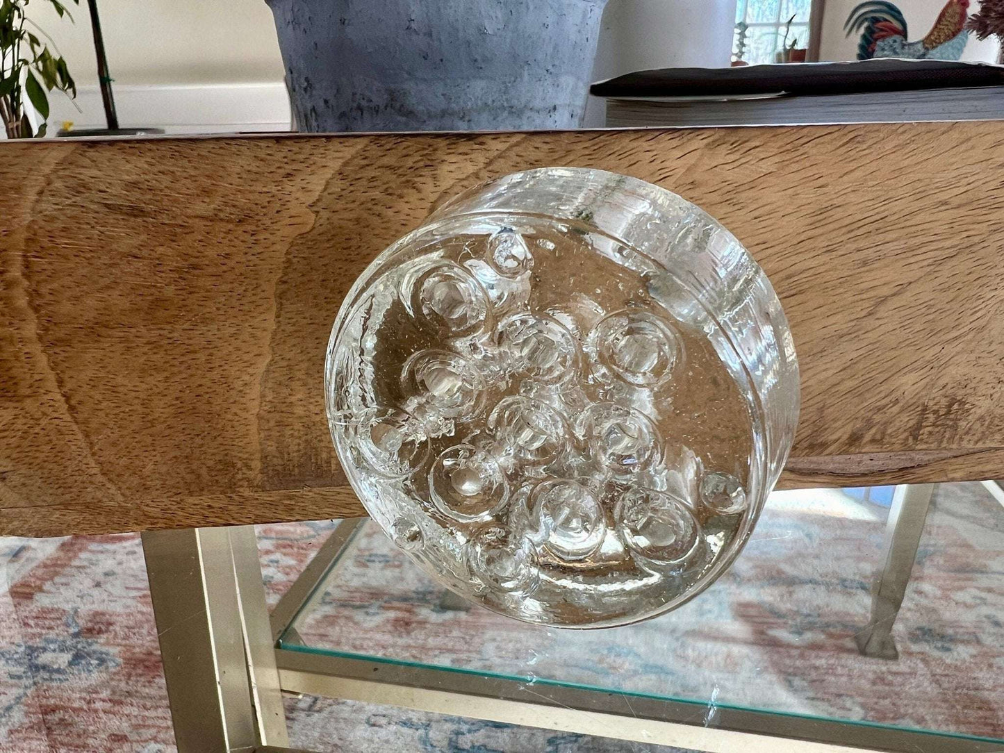 Vintage Thick French Glass Flower Frog, Flower Vase, Holder, Floral Arrangement, Sturdy Glass Bouquet Holder - Loom Vintage