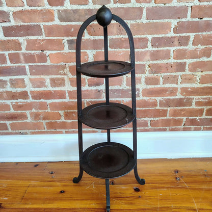 Vintage Three - Tier Wood Dessert Stand Pedestal Display Shelf, 36” - Loom Vintage